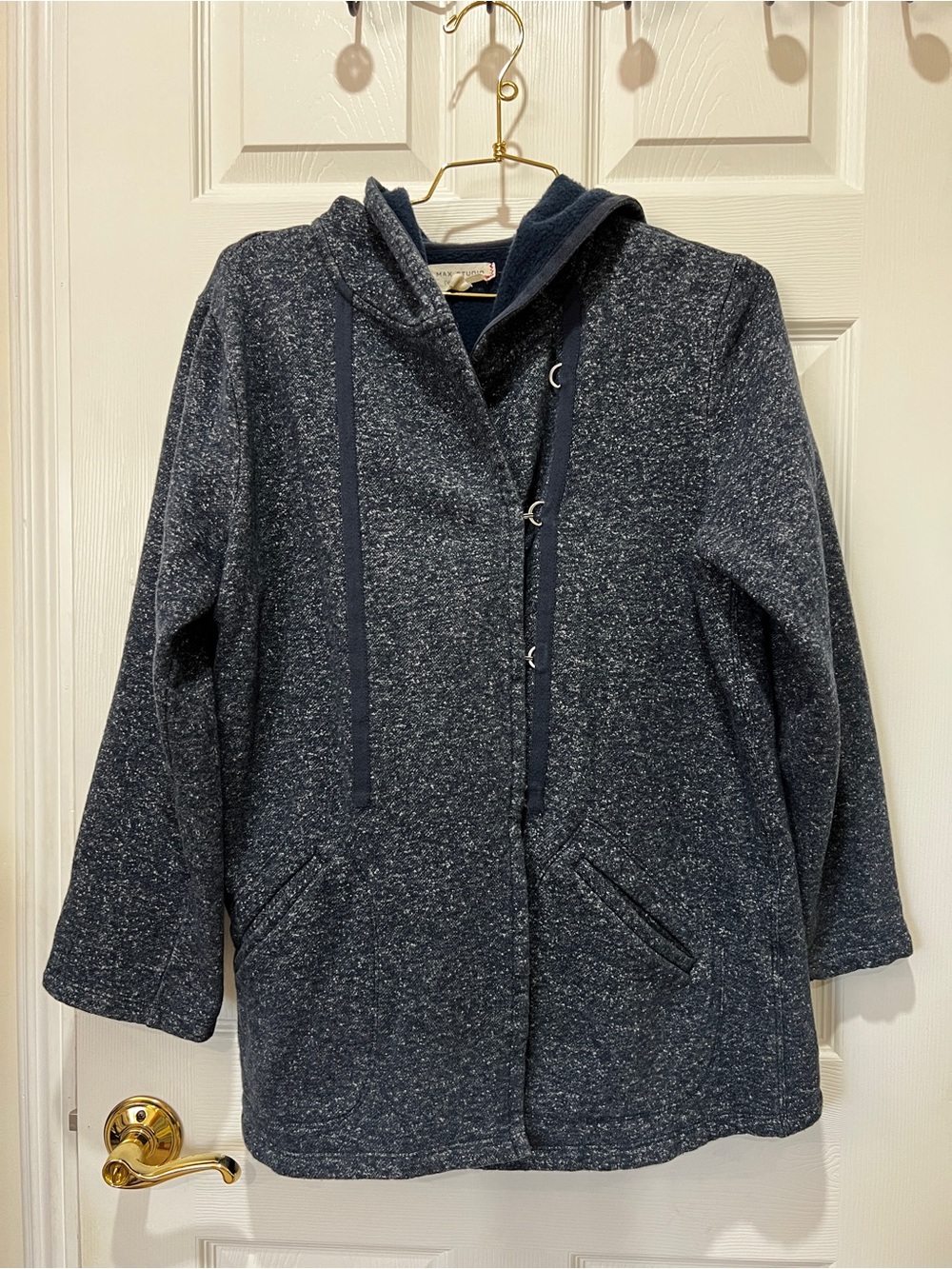 Max Studio Weekend Fleece Hooded Asymmetrical Closure Jacket Cotton Size Medium
